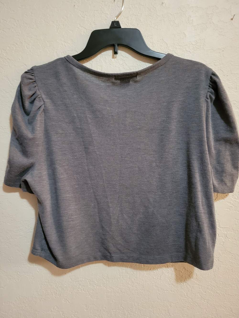 Delirious Los Angeles Gray Button-Front Detail With Puff Sleeve Cardigan - Picture 7 of 7